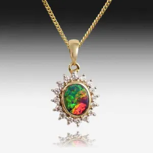 18kt Yellow Gold Opal and Diamond pendant