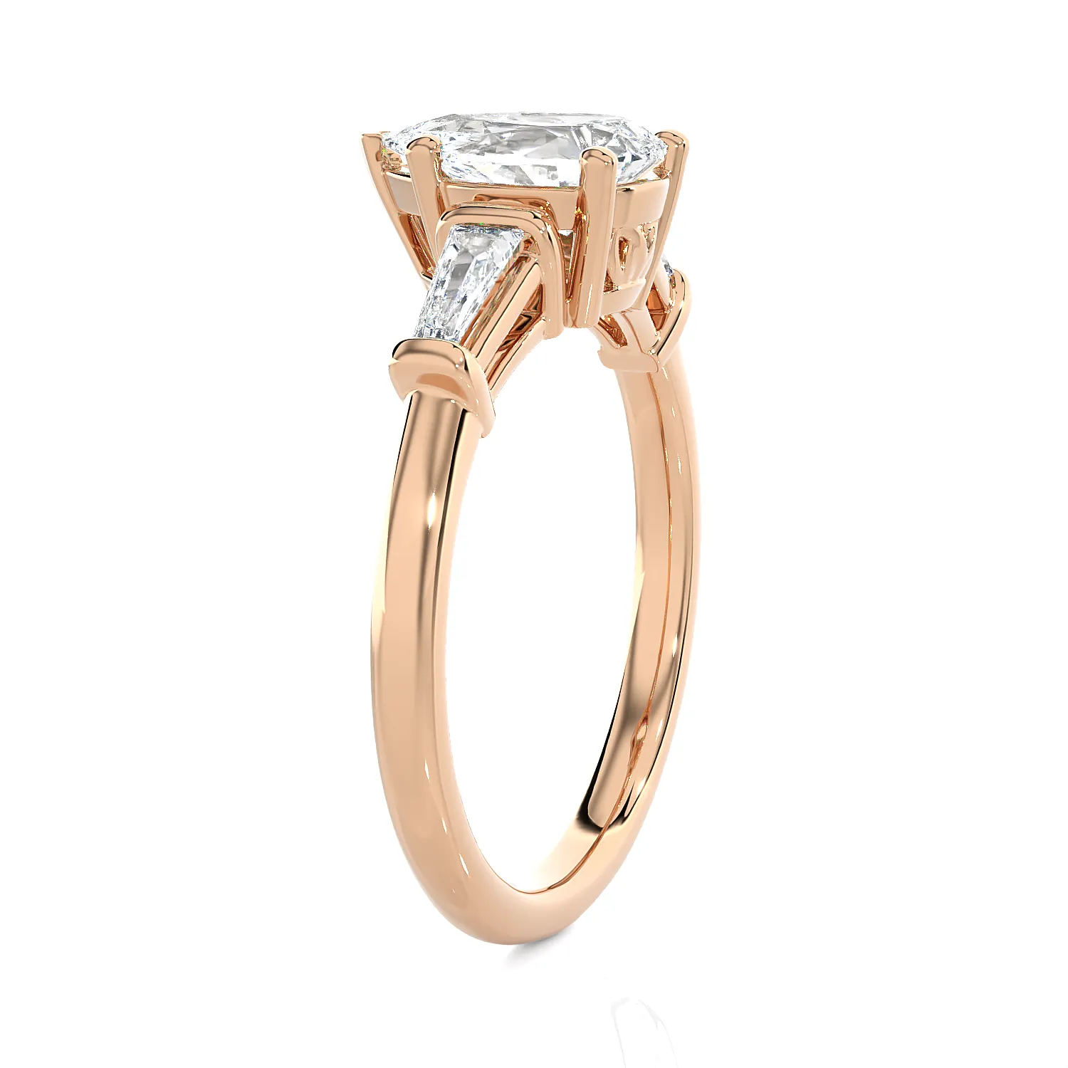 2 ctw Pear-Shaped with Tapered Baguette Three Stone Lab Grown Diamond Ring