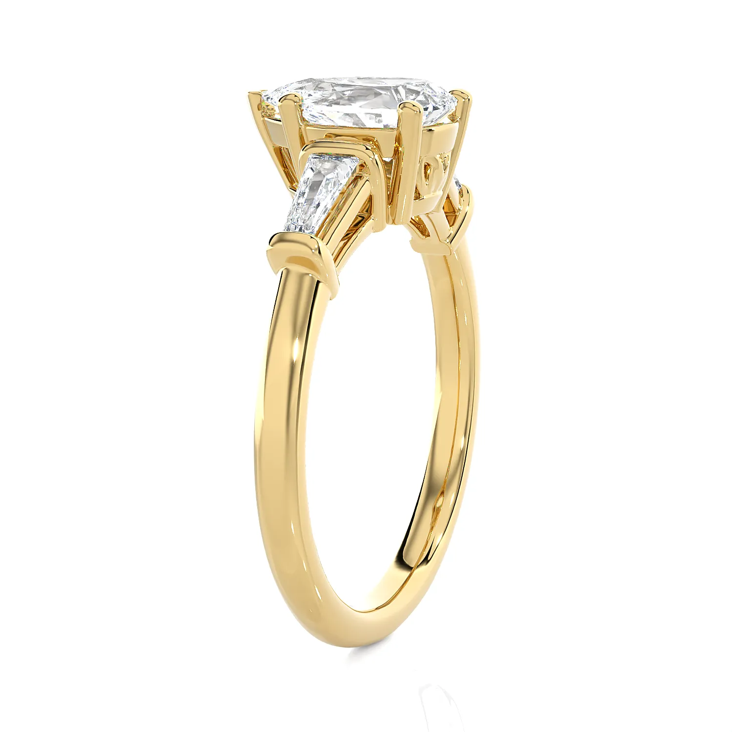 2 ctw Pear-Shaped with Tapered Baguette Three Stone Lab Grown Diamond Ring