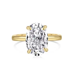 3.5 Carat Cubic Zirconia Oval Solitaire Engagement Ring - Gold