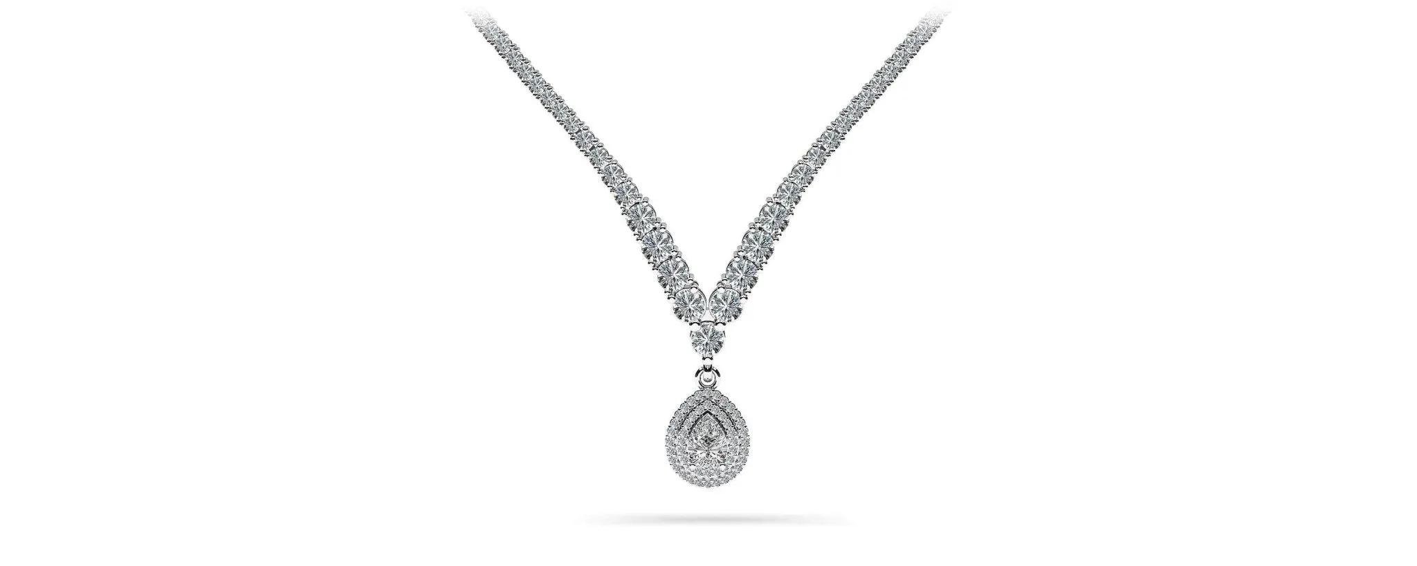 4 Prong Double Strand V Drop Diamond Lab-Grown Diamond Necklace with 13.12 ct.(finished)