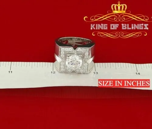 4.50ct Cubic Zirconia 925 White Silver Men's Adjustable Ring Size From 9 to 11