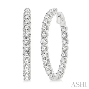 5 ctw Round Cut Diamond In-Out Hoop Earring in 14K White Gold