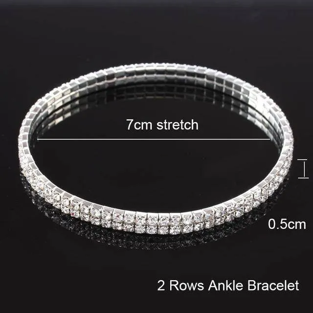 5 Sizes, Stretch Bling Anklets