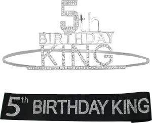 5th Birthday King Crown,5th Birthday Gifts for Boy,5th Birthday King Sash,5th Birthday