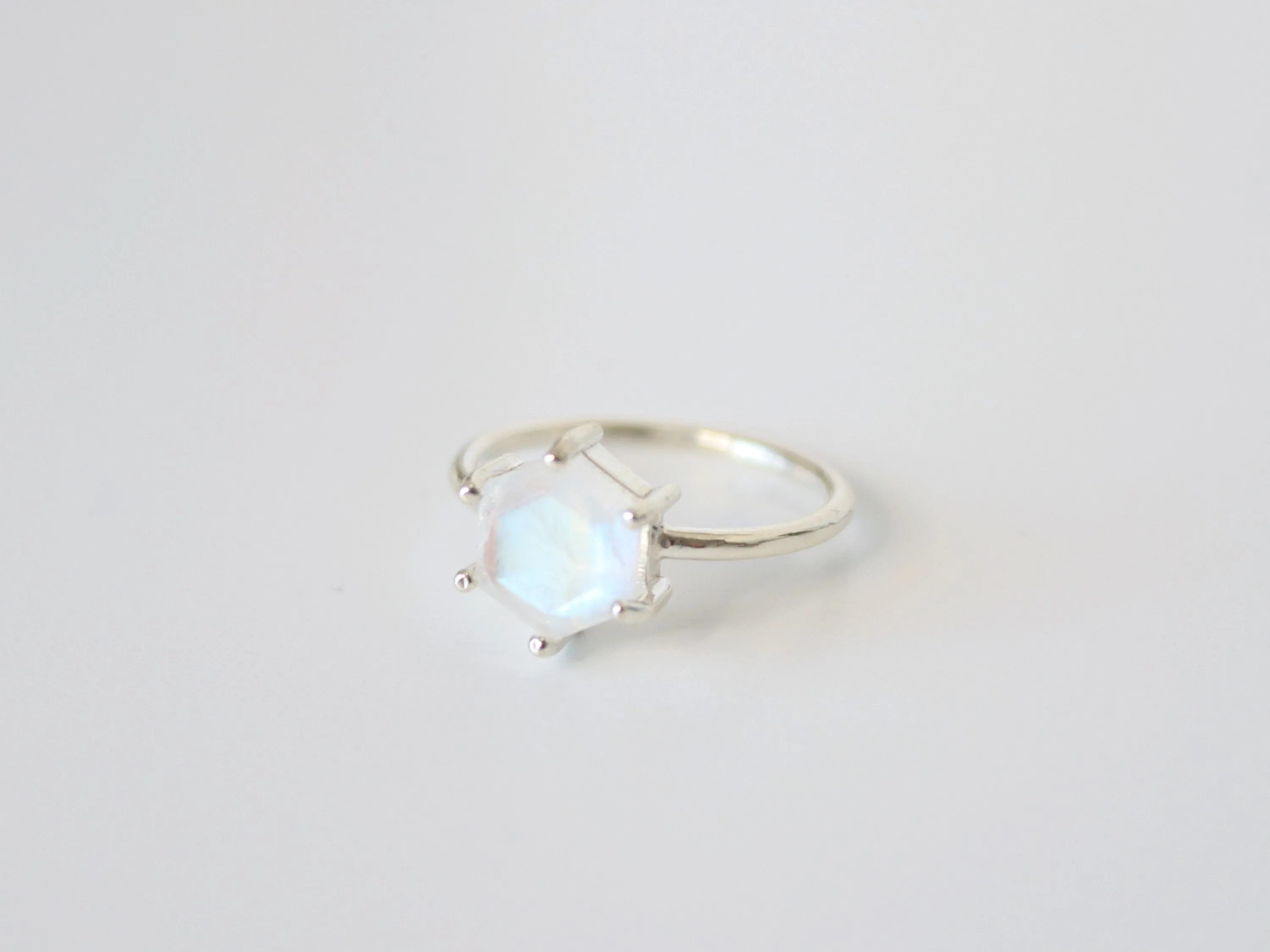 8mm Hexagon Moonstone Ring