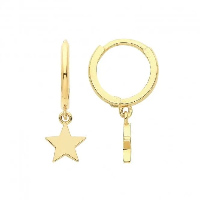 9ct Yellow Gold Plain Star Drop Earrings ES1676