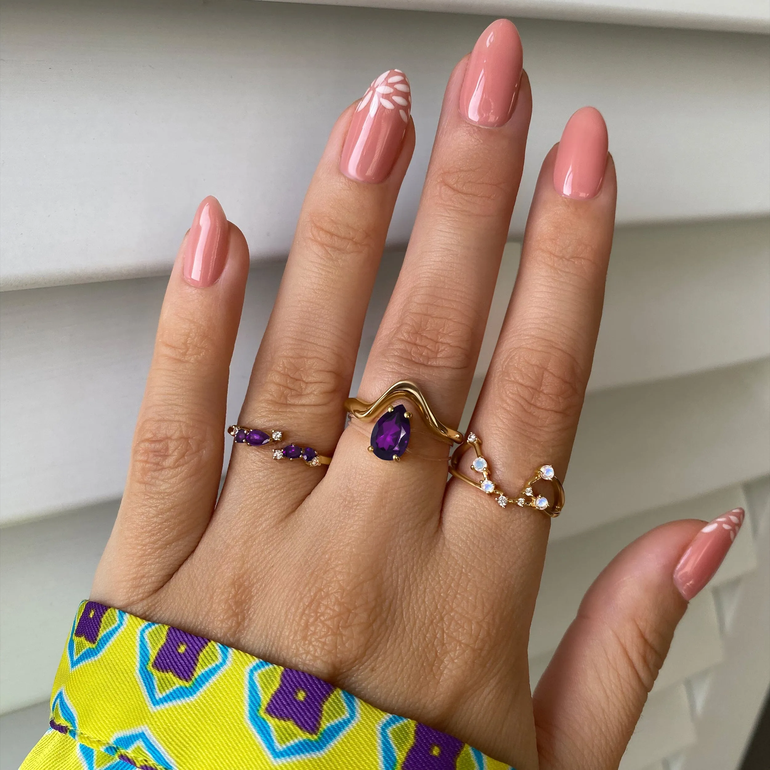 Adjustable Amethyst Ring Flourish - February Birthstone