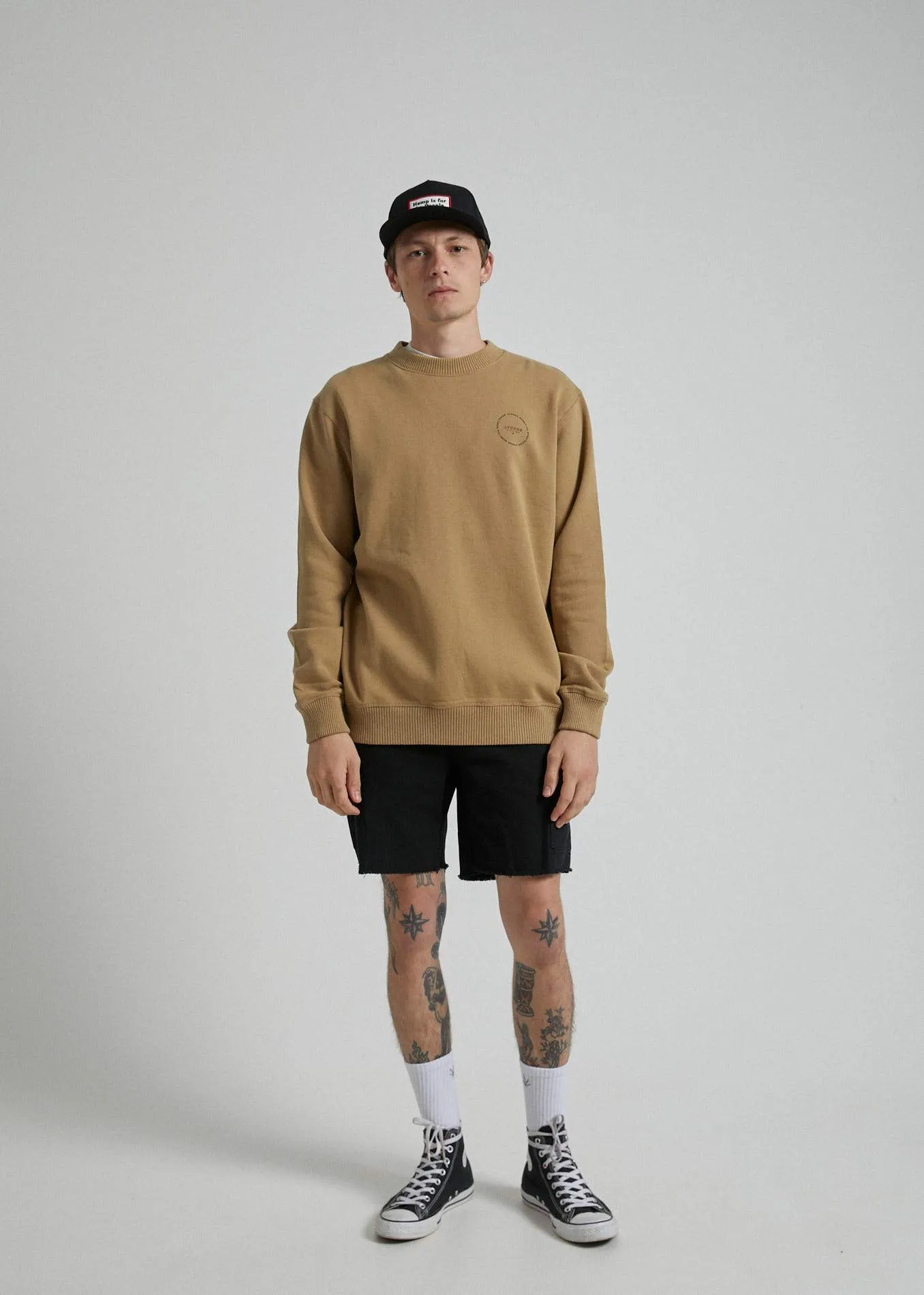 Afends Mens Circle Pit - Crew Neck - Moss