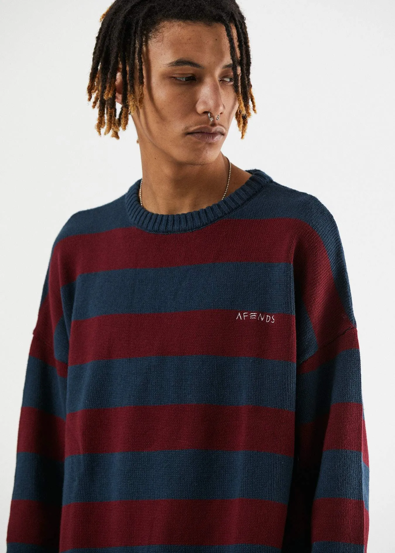 Afends Mens In Bloom - Knitted Crew Neck - Midnight