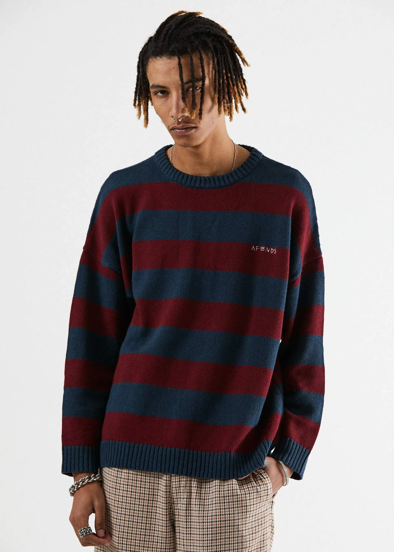 Afends Mens In Bloom - Knitted Crew Neck - Midnight