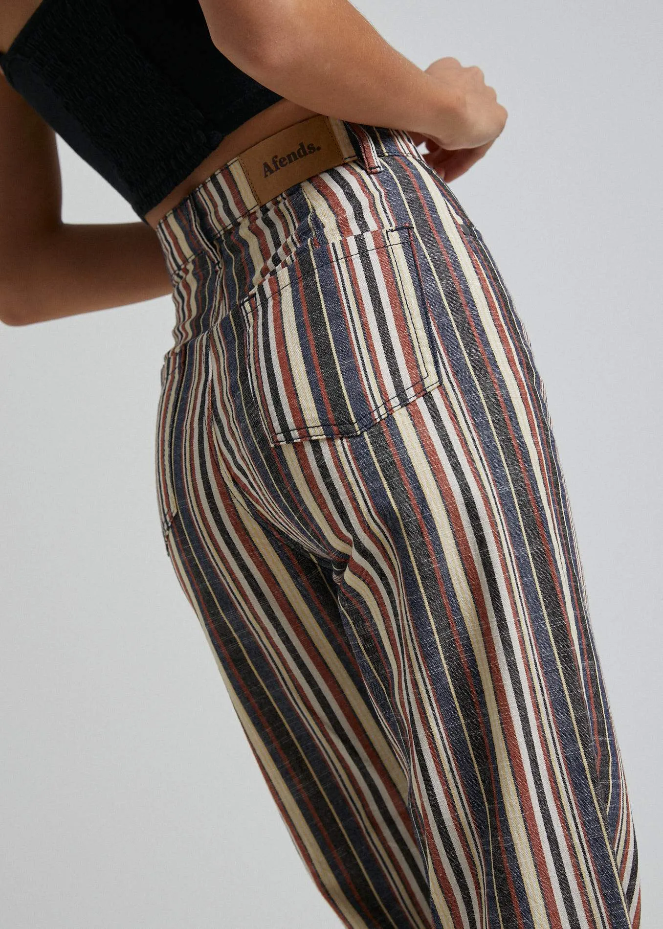 Afends Womens Shelby Stripe - High Waist Wide Leg Pants - Multi