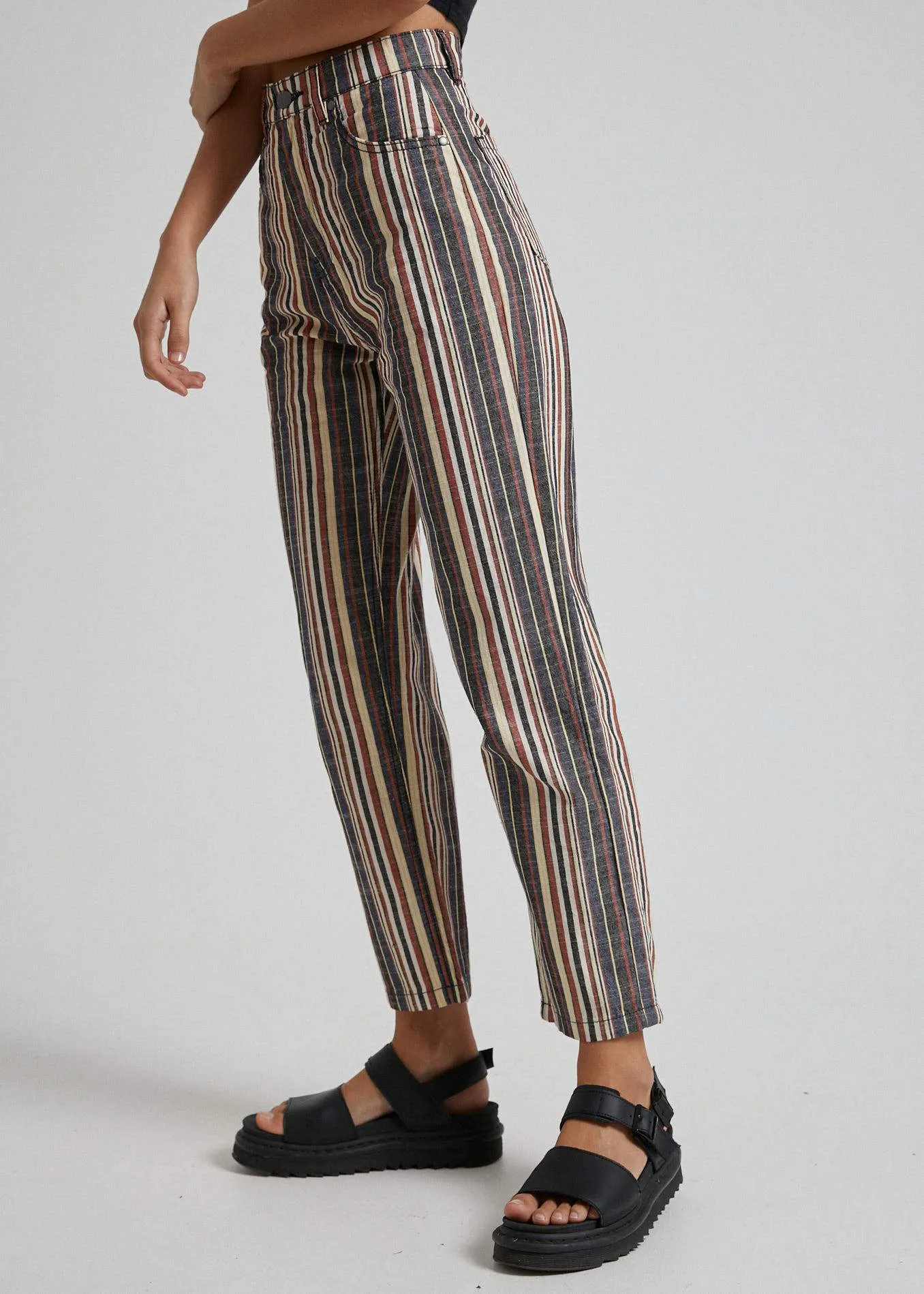 Afends Womens Shelby Stripe - High Waist Wide Leg Pants - Multi