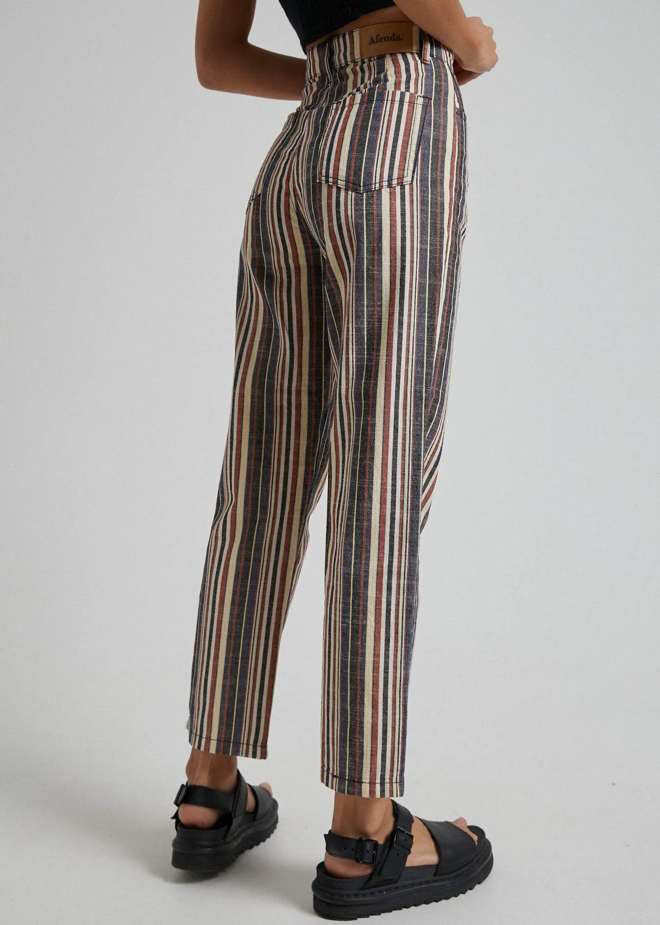 Afends Womens Shelby Stripe - High Waist Wide Leg Pants - Multi