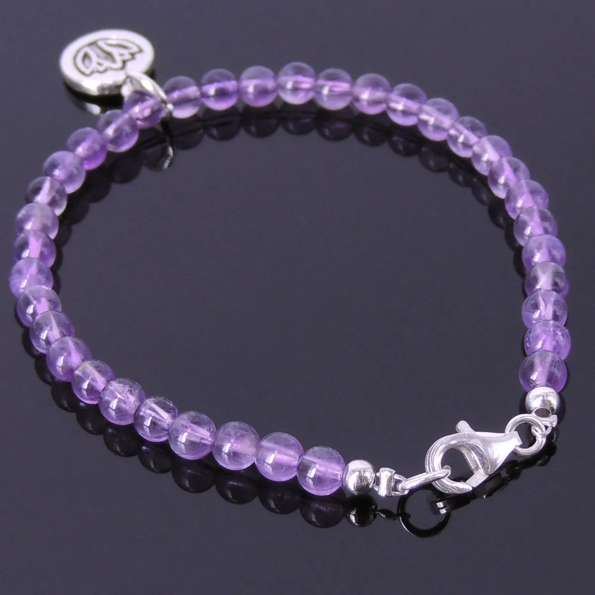 Amethyst Anklet Gemstone 925 Sterling Silver Pendant Clasp DiyNotion Handmade AN011