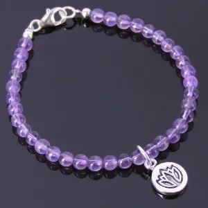 Amethyst Anklet Gemstone 925 Sterling Silver Pendant Clasp DiyNotion Handmade AN011