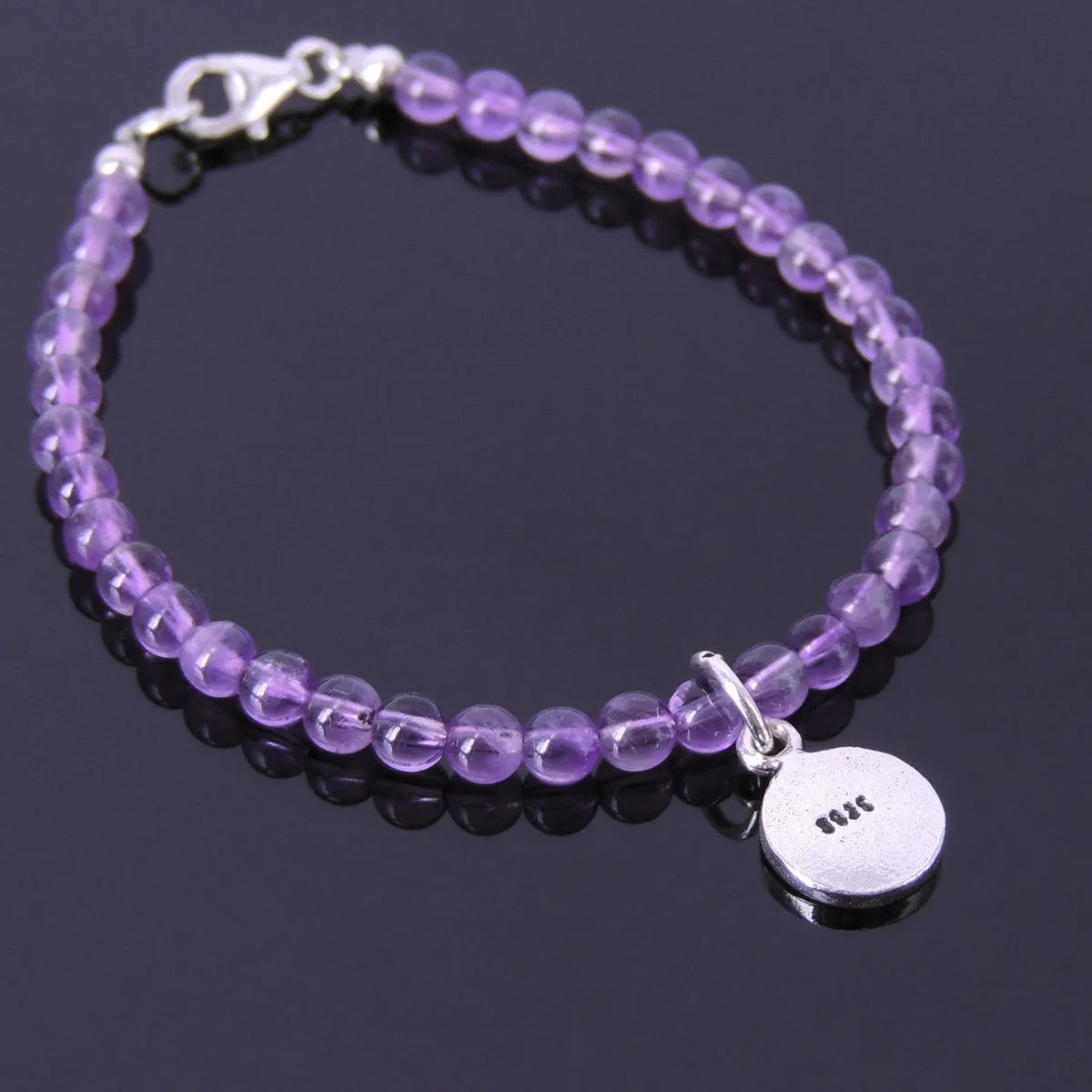 Amethyst Anklet Gemstone 925 Sterling Silver Pendant Clasp DiyNotion Handmade AN011