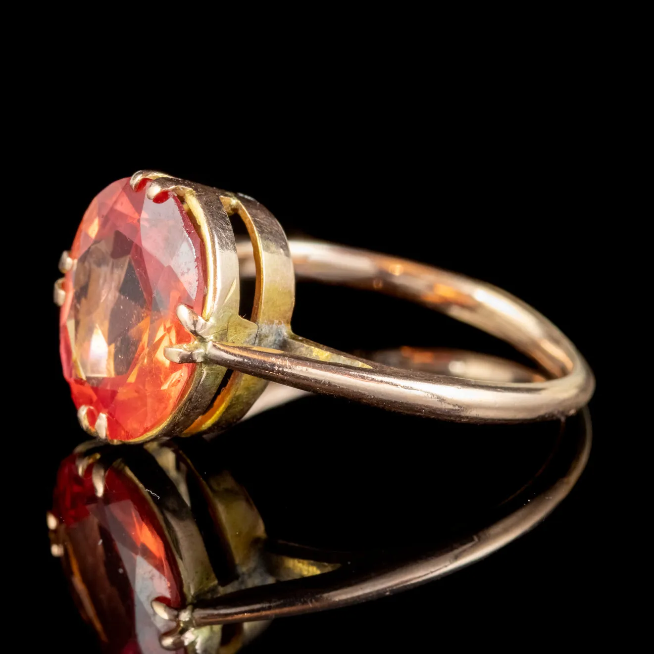 Antique Victorian 4.5ct Mexican Fire Opal Ring 9ct Gold Circa 1900