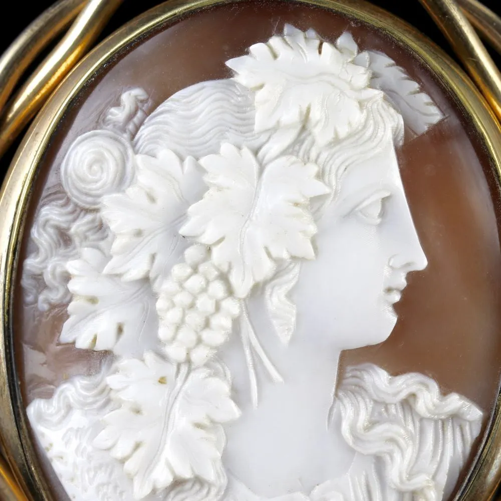 Antique Victorian Bacchante Cameo Mourning Swivel Brooch Circa 1860