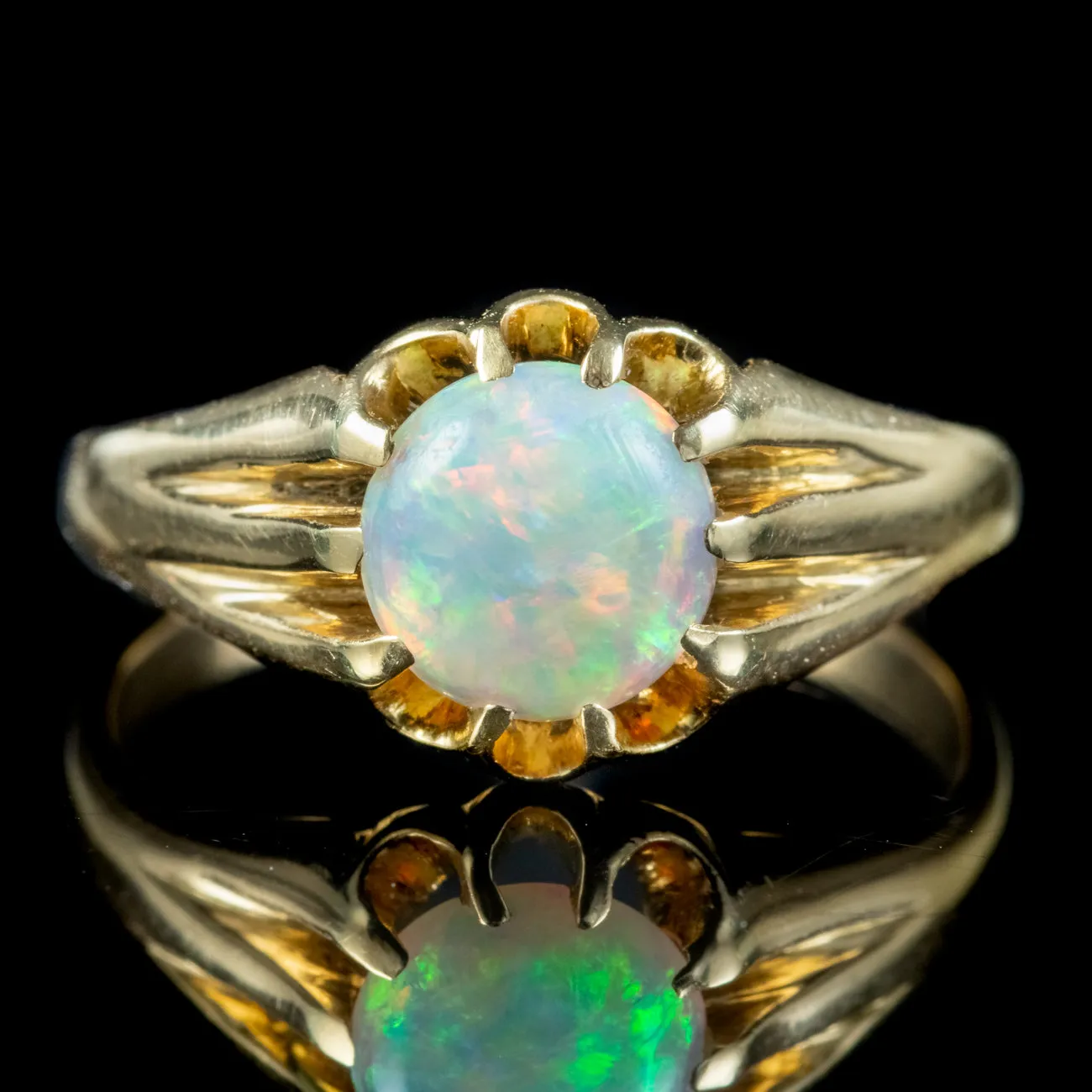 Antique Victorian Opal Solitaire Ring 1.70ct Opal Circa 1900