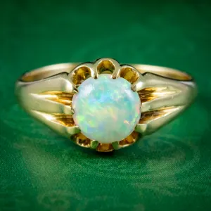 Antique Victorian Opal Solitaire Ring 1.70ct Opal Circa 1900