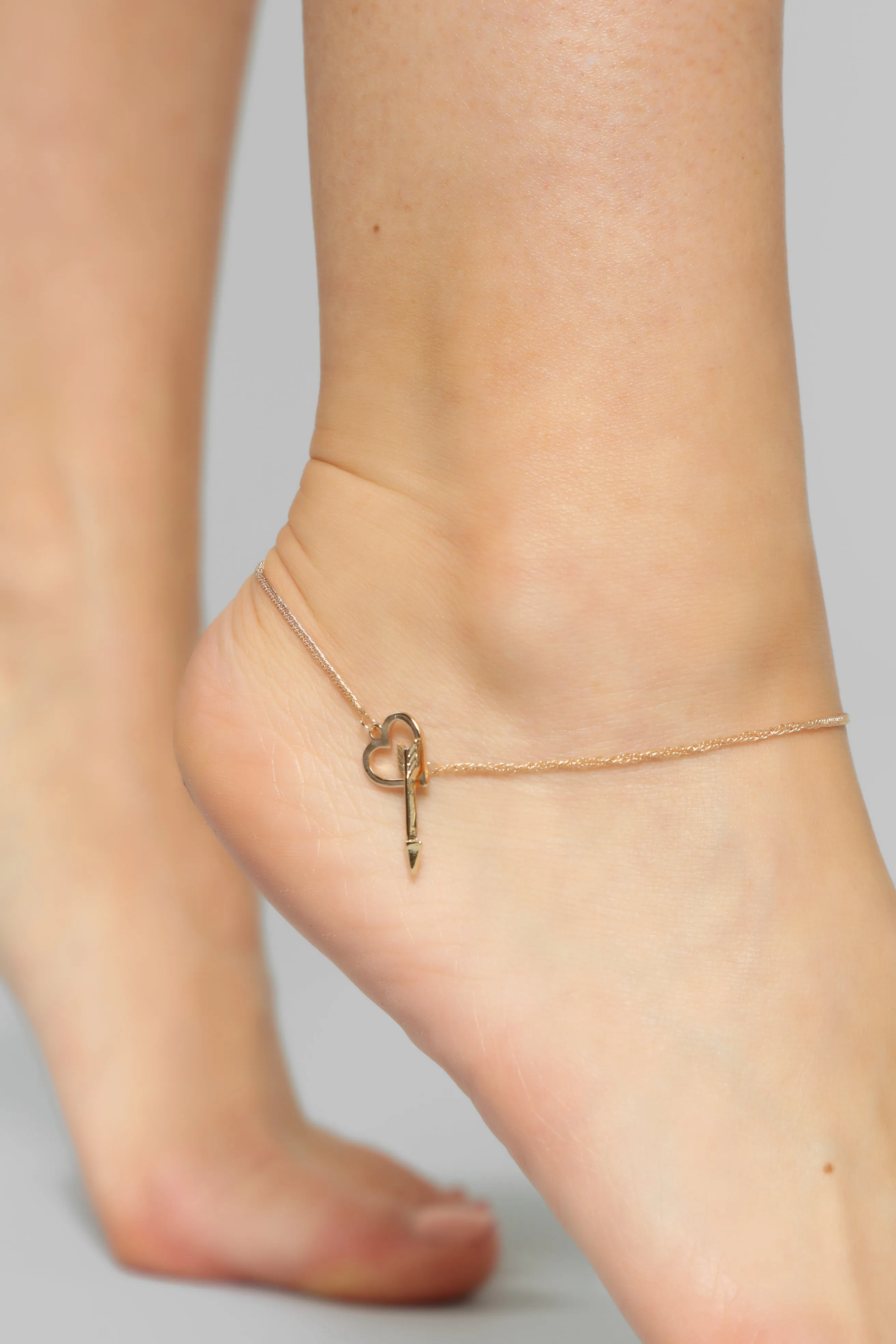 Arrow Through My Heart Anklet - Gold