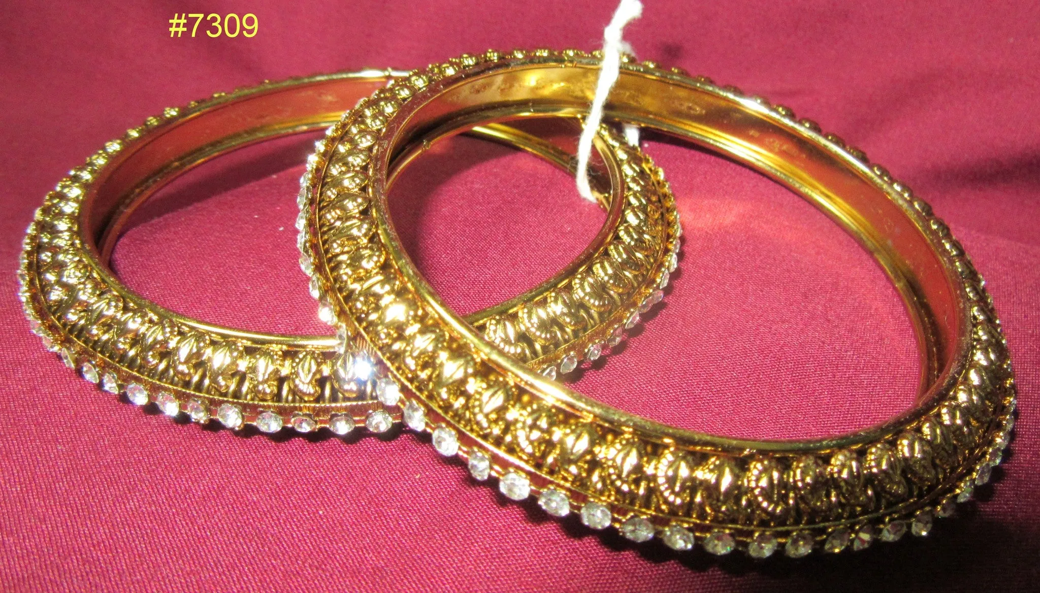 Bangles 7309 Golden Bangles Lustrous CZ Crystal Zircon Stones