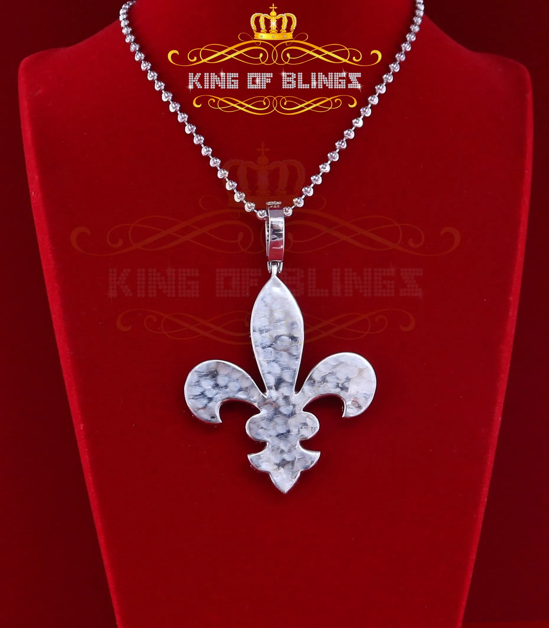 Beautiful 925 Sterling Silver Fleur de Lis White Pendant 16.56ct Cubic Zirconia