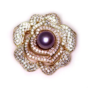 Blooming Rose Edison Pearl Brooch