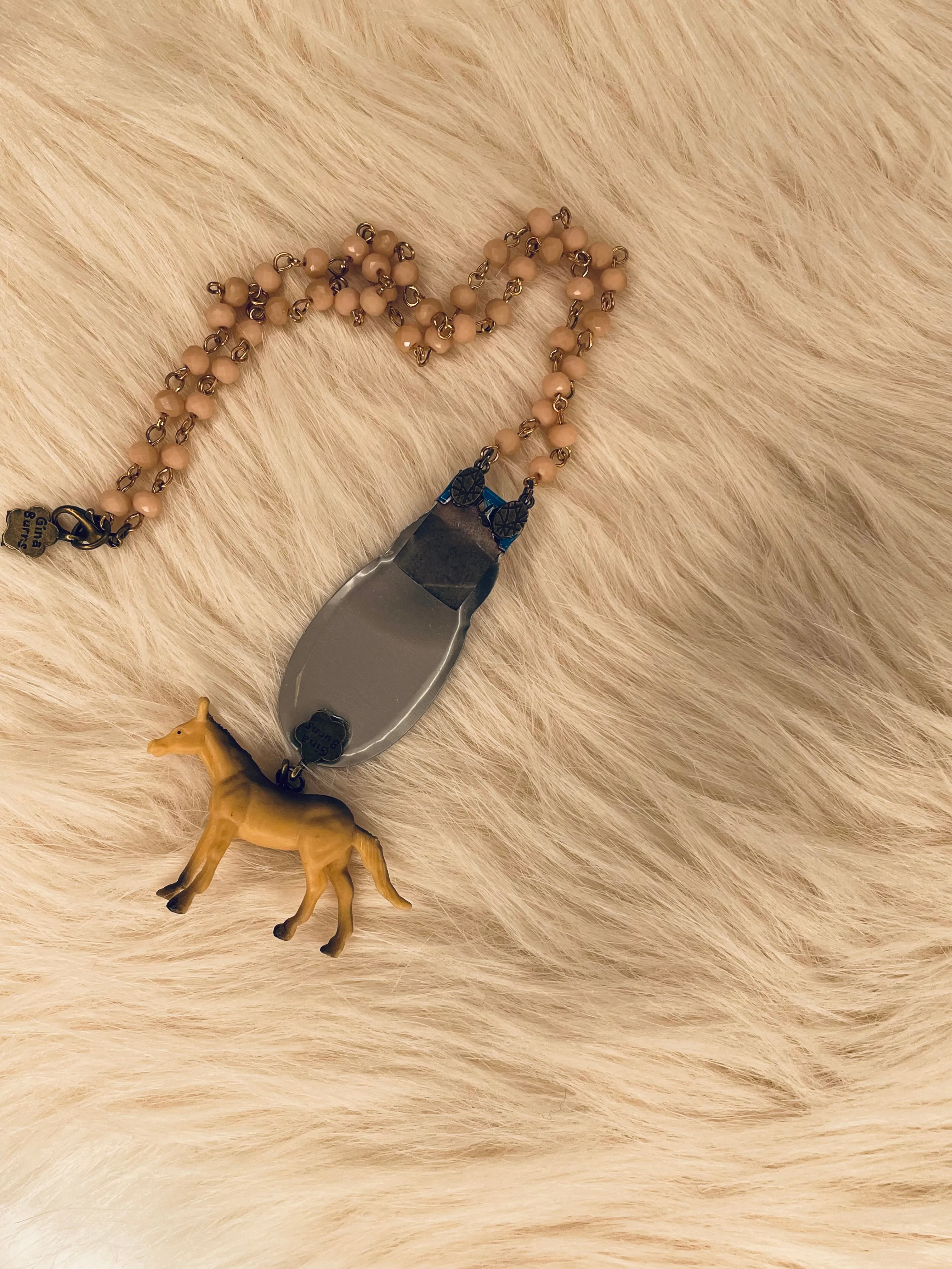 Blue Cowgirl Clicker w/Horse Charm Necklace by Gina