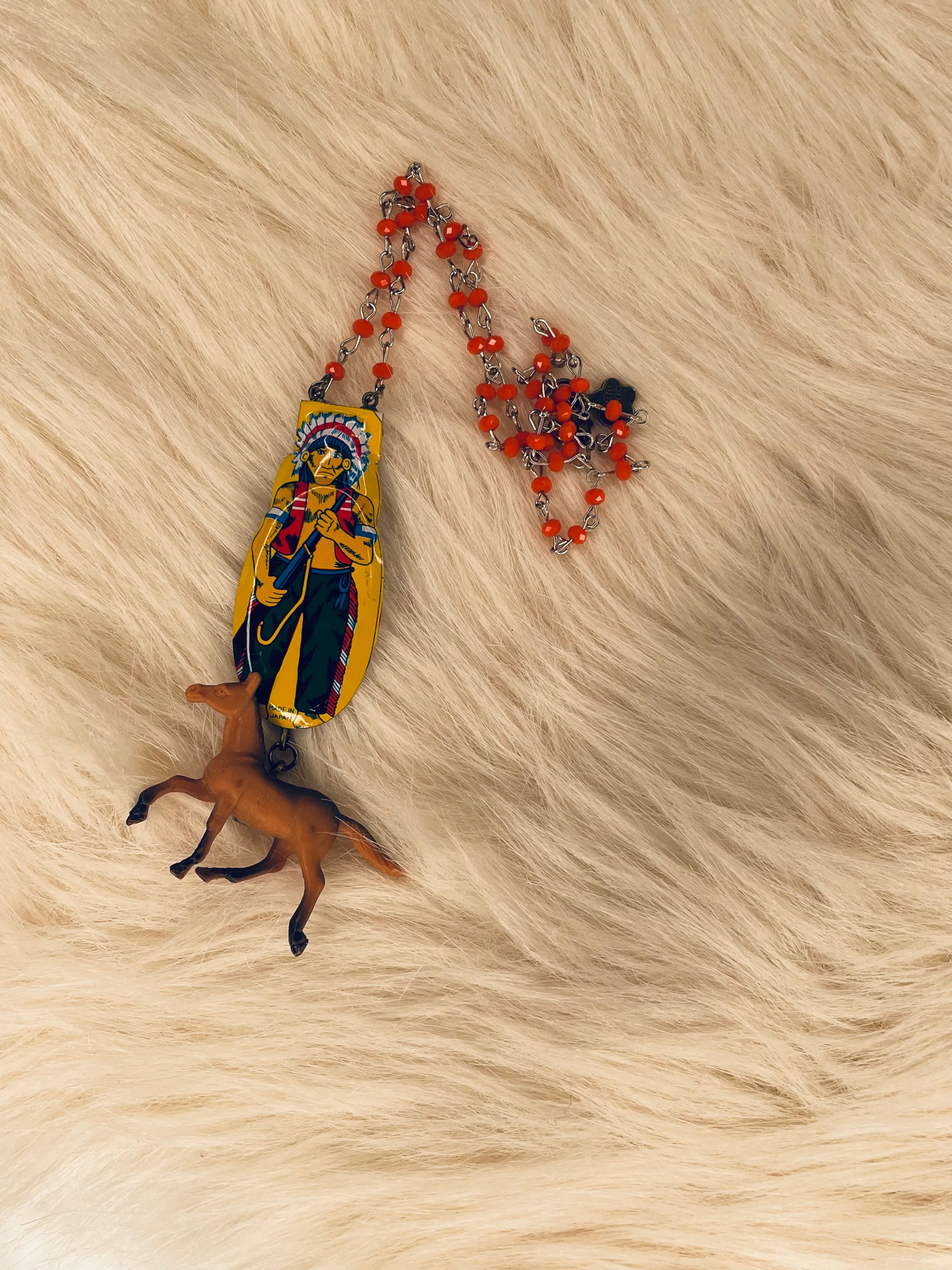 Blue Cowgirl Clicker w/Horse Charm Necklace by Gina