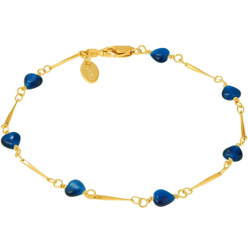 Blue Hearts Anklet