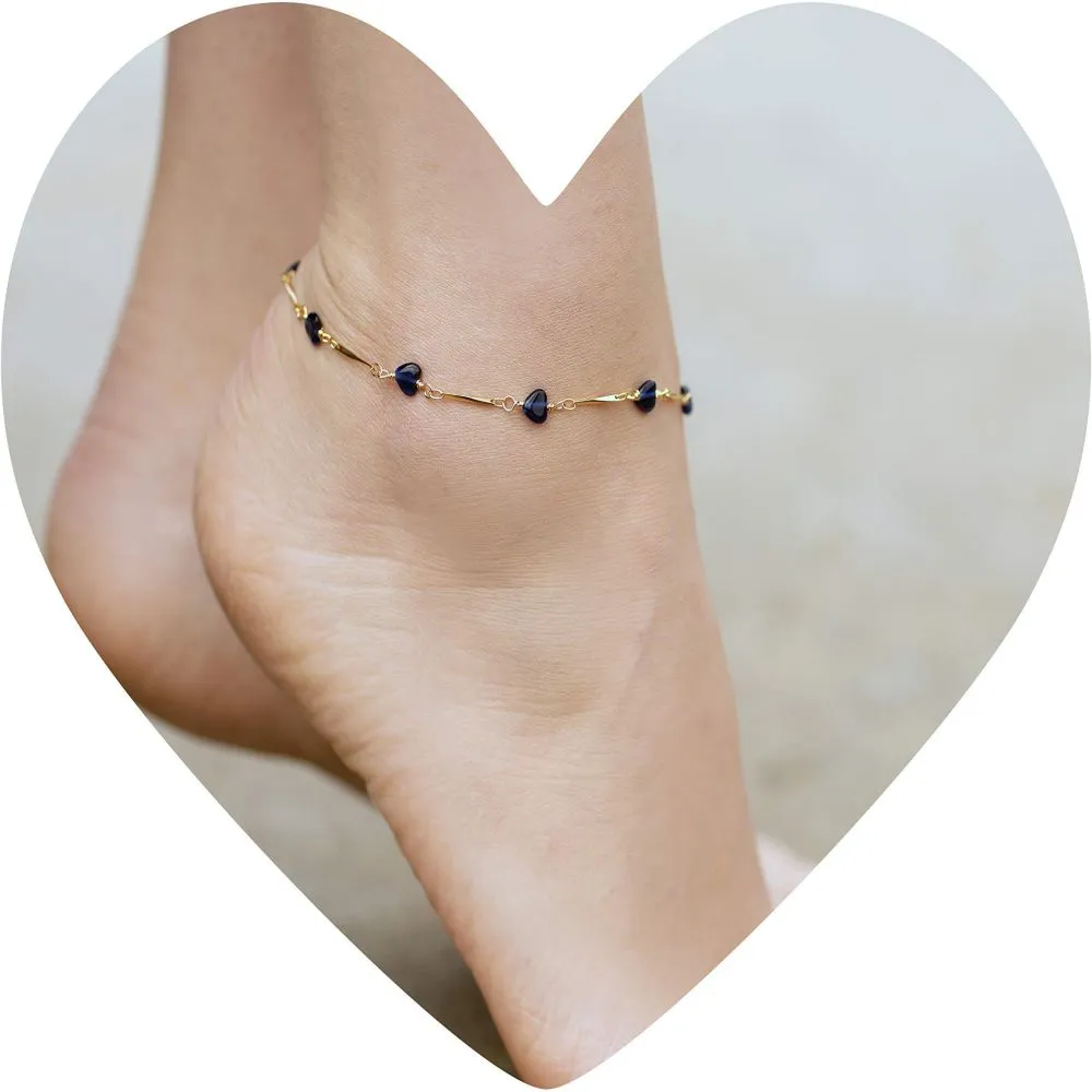 Blue Hearts Anklet