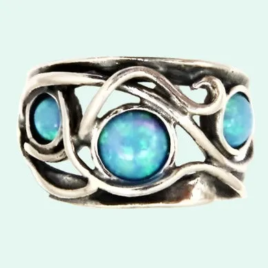 Blue Opal Silver ring Israeli jewelry