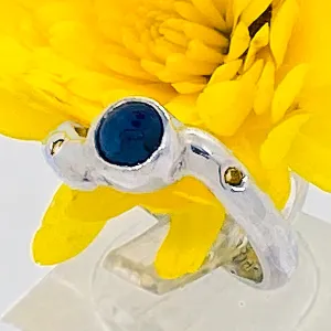 Blue Sapphire & Diamonds Ring (size 4 1/2)