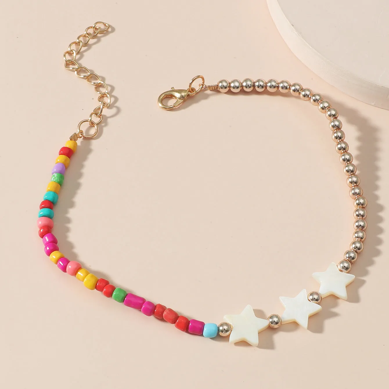 Bohemian Rice Beads Star Anklet