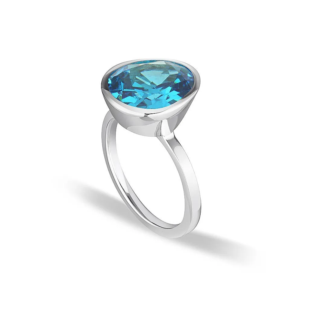 CELEBRATION STACKER RING - LARGE TRI CUT - BLUE ZIRCON