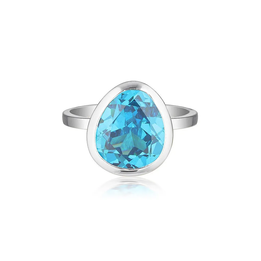 CELEBRATION STACKER RING - LARGE TRI CUT - BLUE ZIRCON