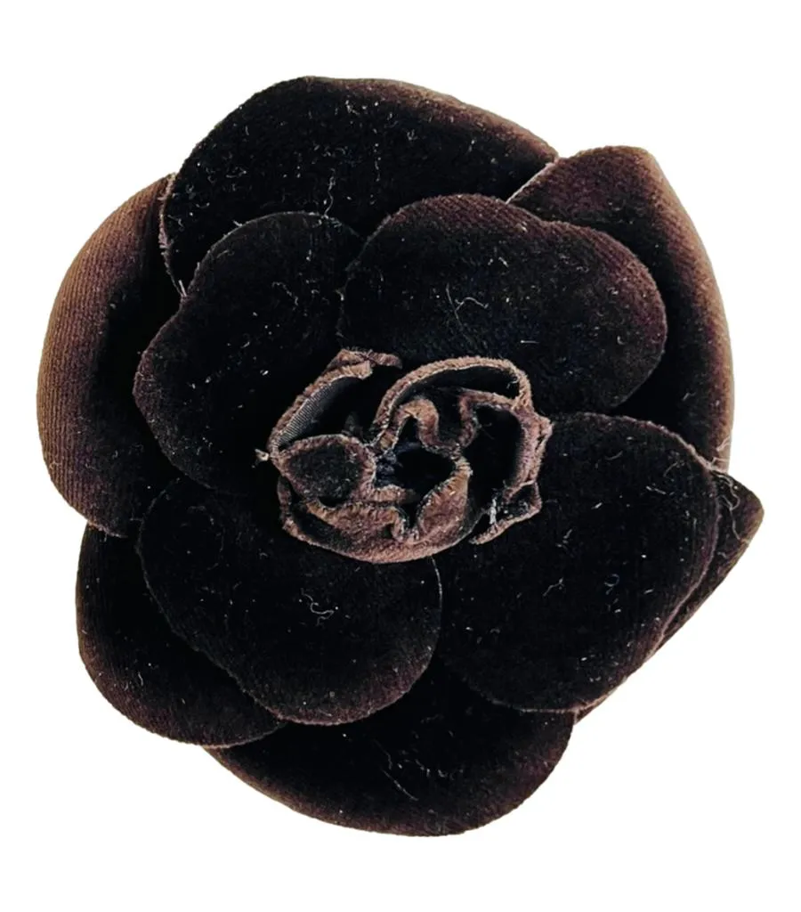 Chanel Camellia Flower Velveteen Brooch Pin