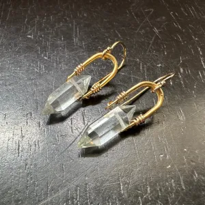 Clear Quartz Gold Taliswoman Earrings