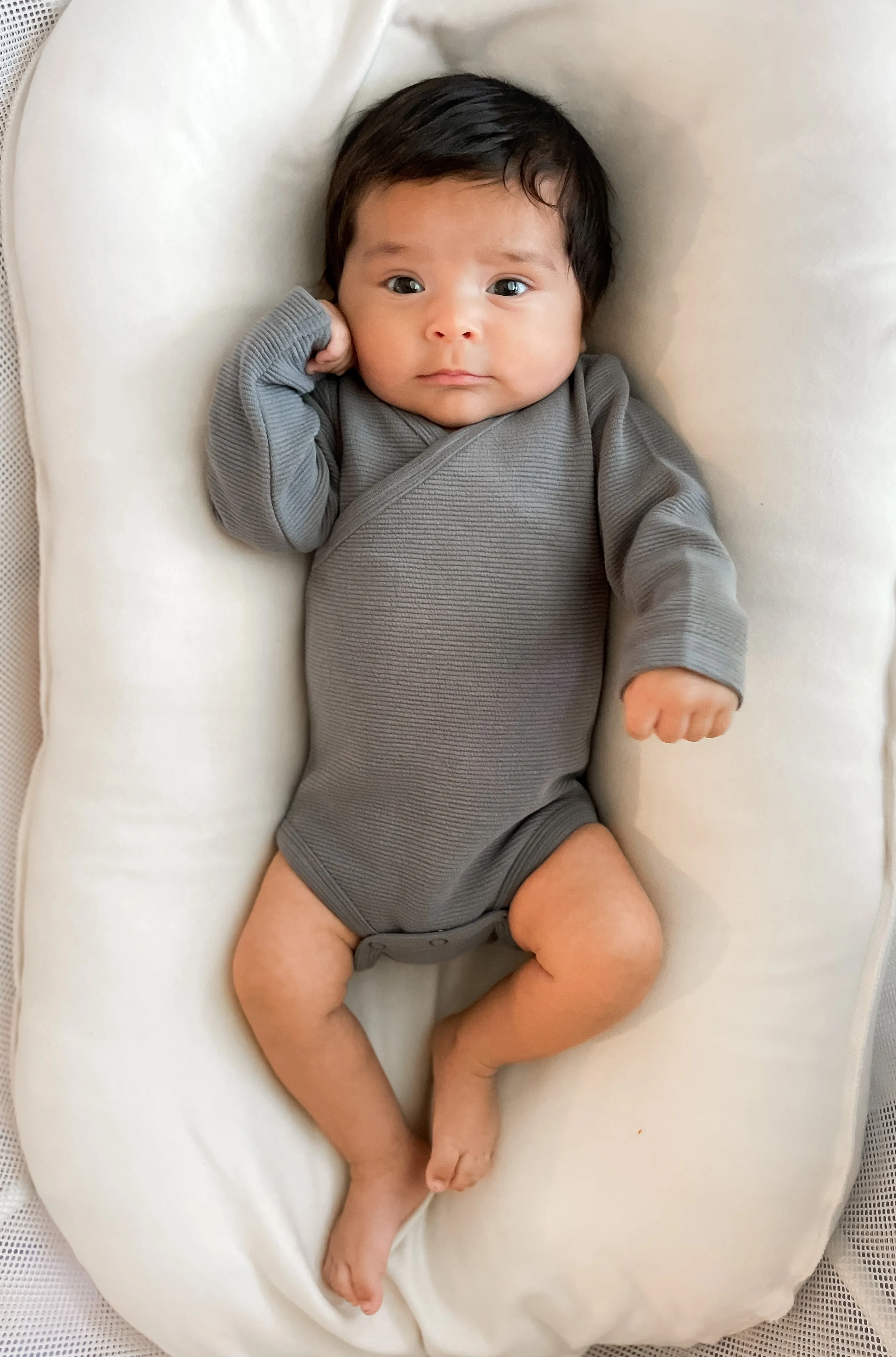 Corduroy Wrap Bodysuit in Moonstone