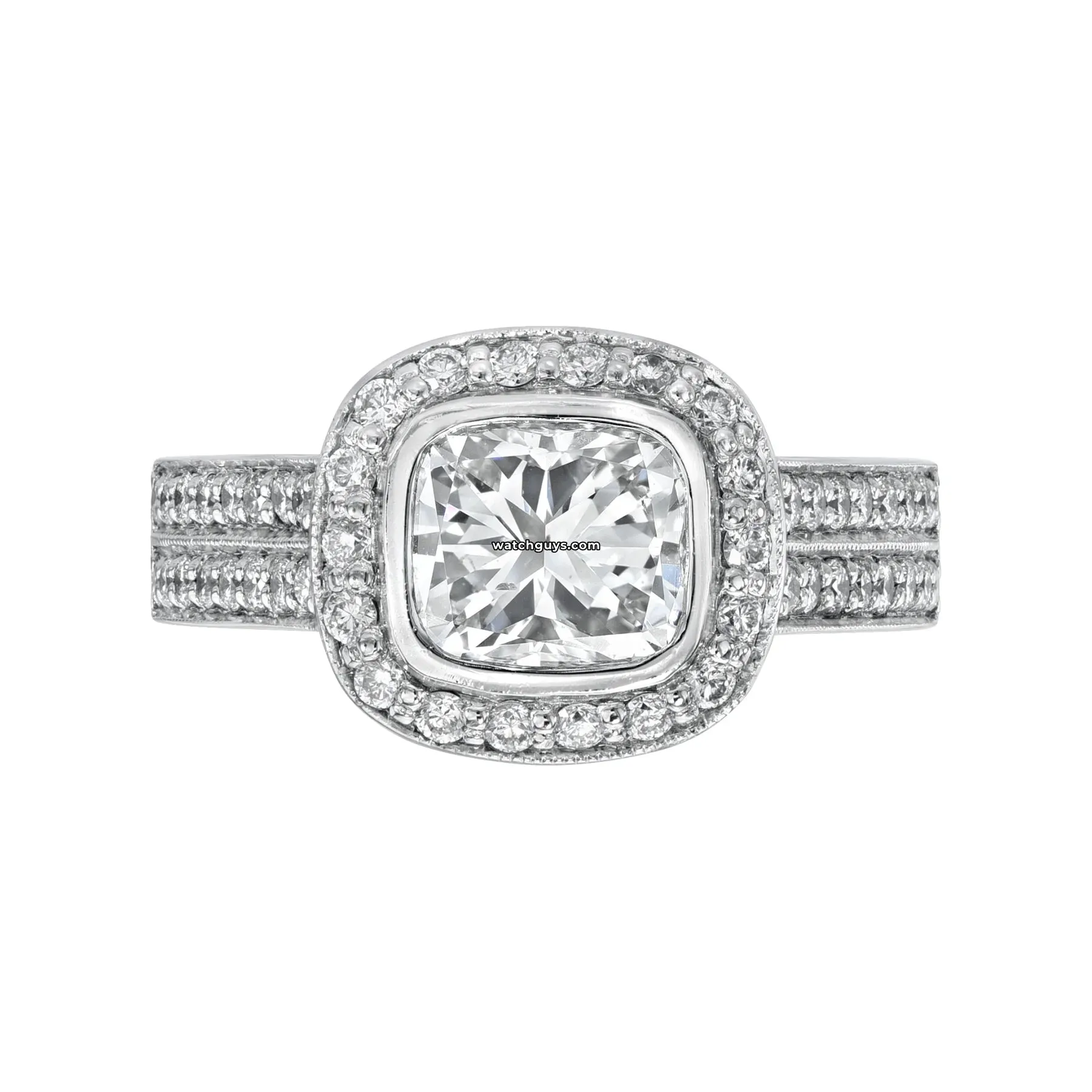 Cushion Halo Diamond Engagement Ring 2.50 Carat 14K White Gold