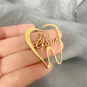 Custom Dental Brooch Personalized Stainless Steel Custom Name Pins Name Brooch