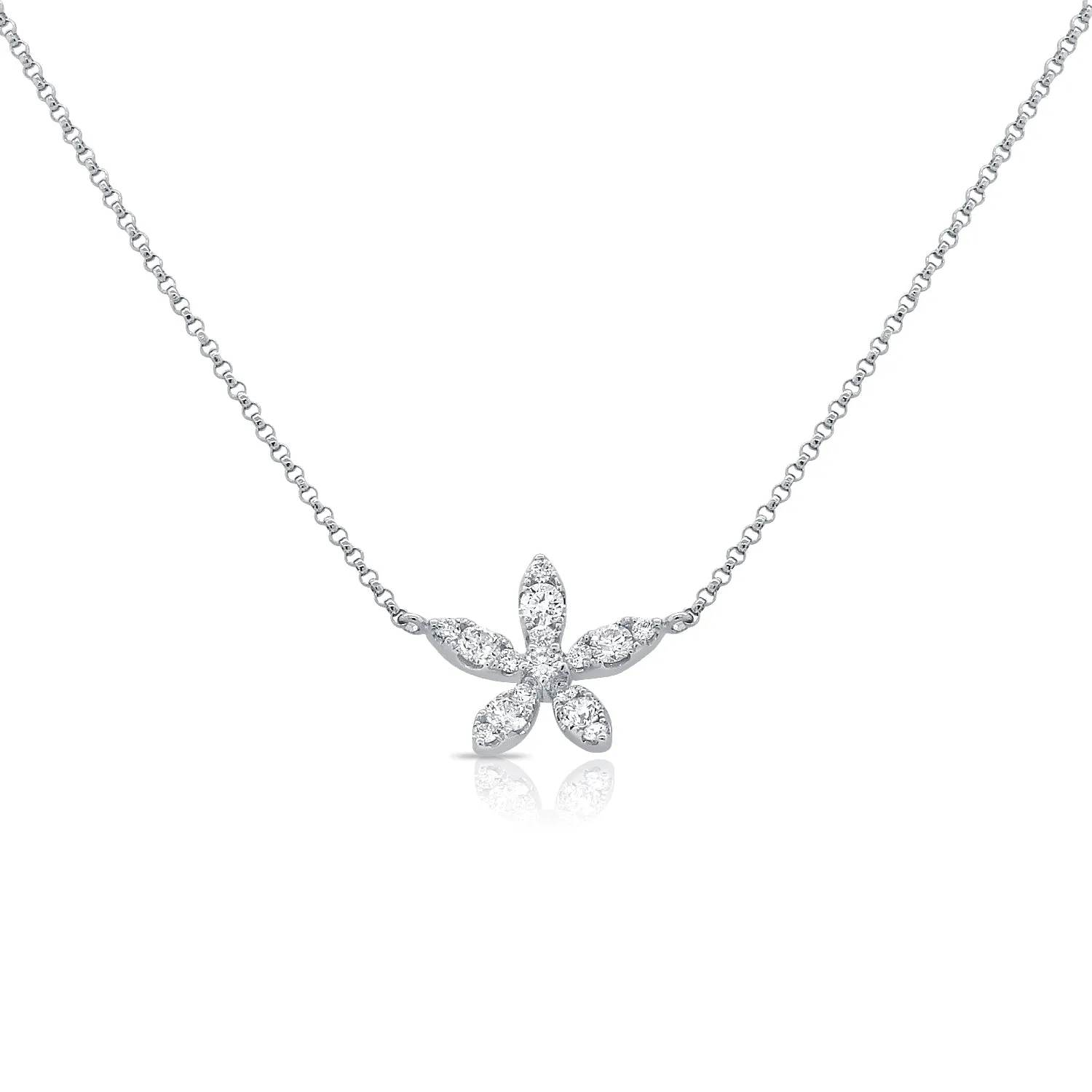 Diamond Delicate Flower Necklace