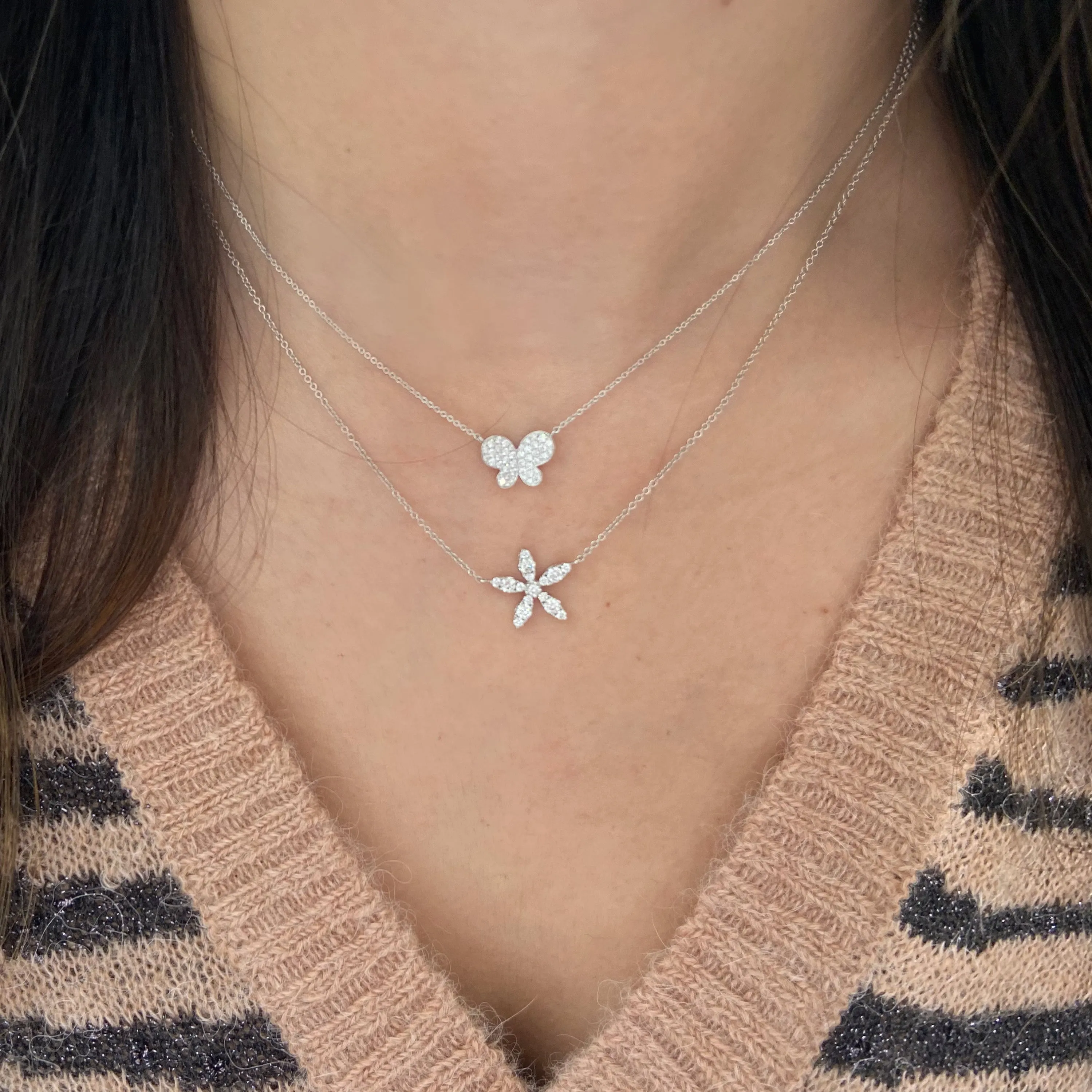 Diamond Delicate Flower Necklace