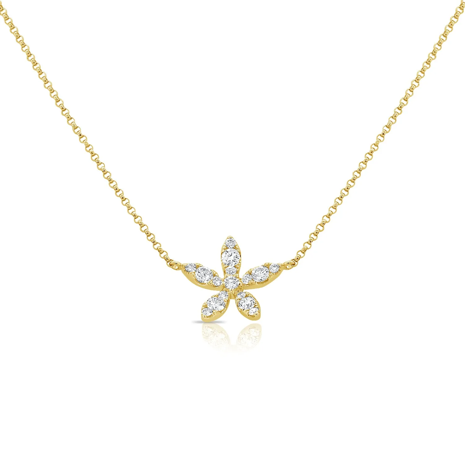 Diamond Delicate Flower Necklace