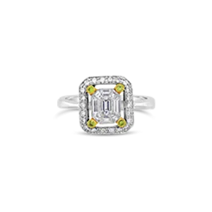 Diamond Ring with Yellow Diamond Accents