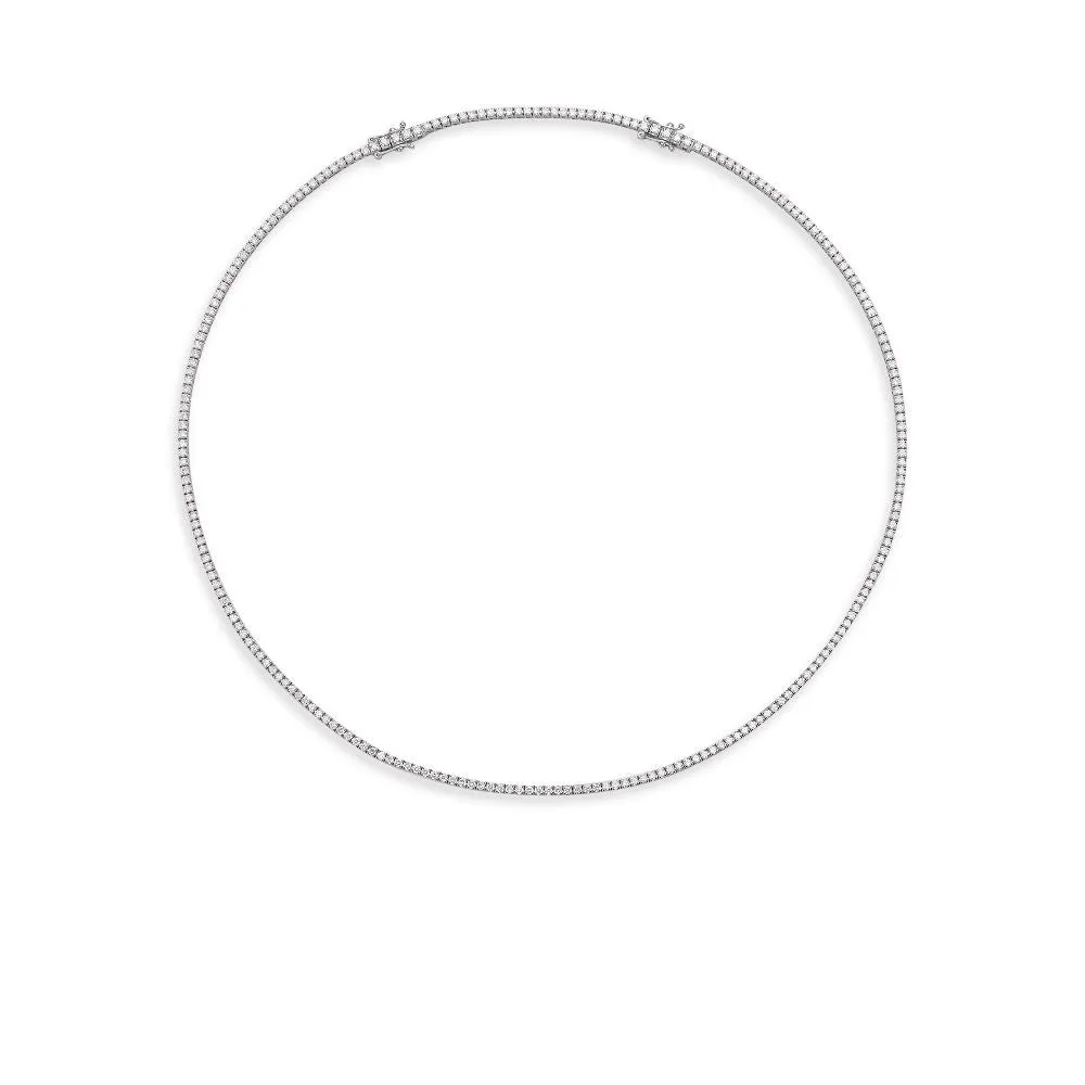 Diamond Tennis Necklace (3.30 ct.) 1.6 mm 4-Prongs Setting in 18K Gold   Chain Extender, Made in Italy