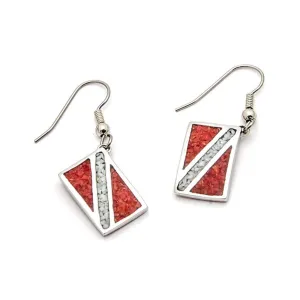 Dive Flag Earrings Scuba Charm Hook Style Surgical Steel Ear Wires