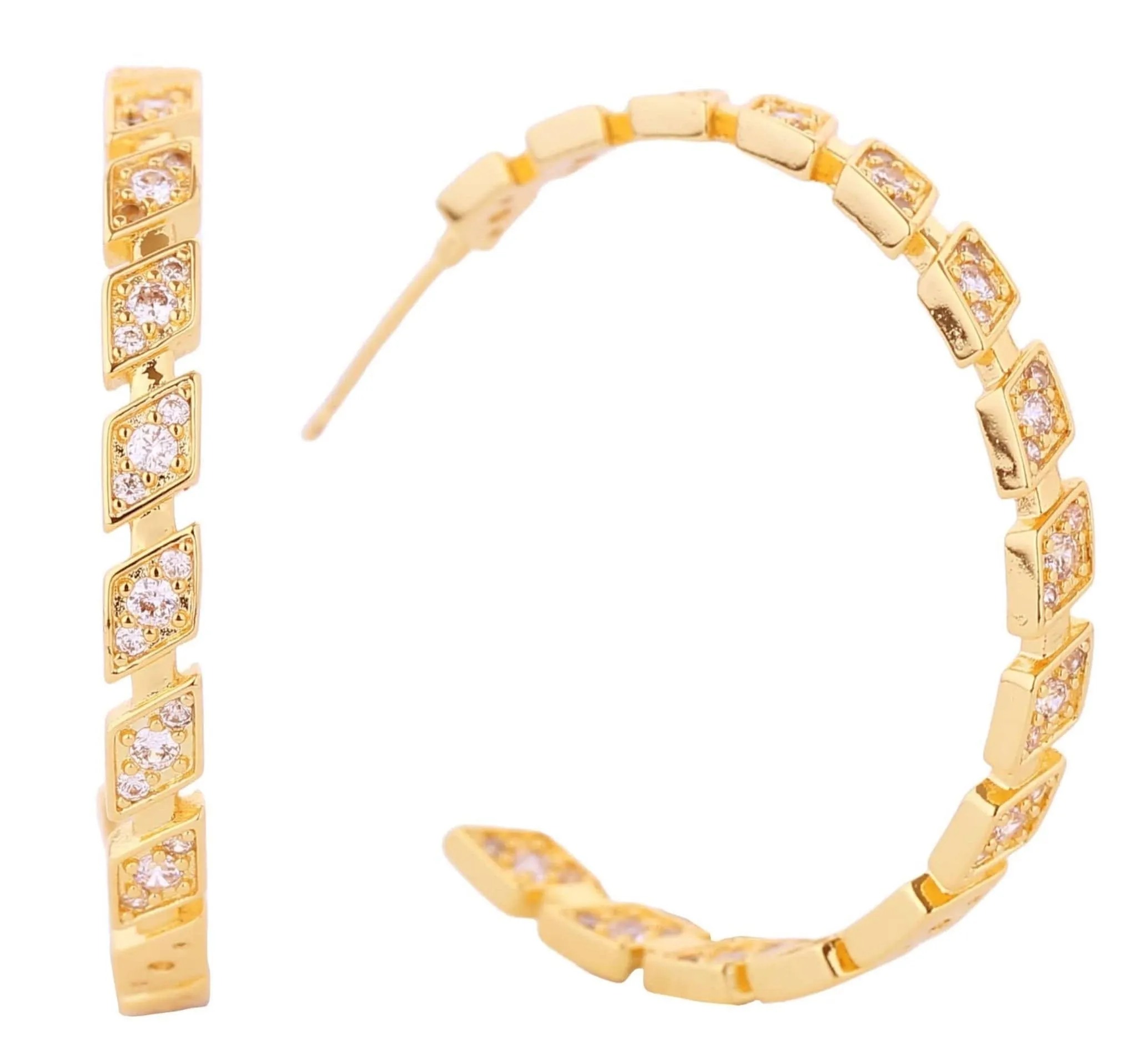 DJE310718 14K Rhombus Eternity Hoop Earrings